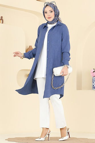 moda selvim Tunic 3047KTR750 Dark Blue - Thumbnail