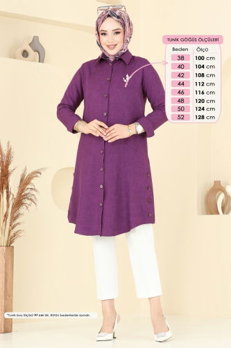 moda selvim Tunic 3047KTR750 Dark Lilac - Thumbnail