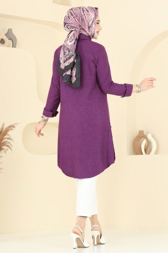 moda selvim Tunic 3047KTR750 Dark Lilac - Thumbnail