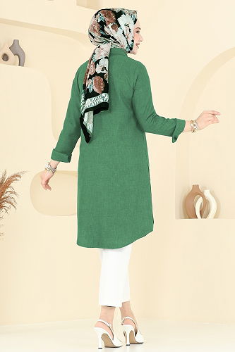 moda selvim بلوز أخضر 3047KTR750 - Thumbnail