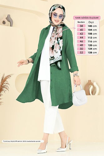 moda selvim بلوز أخضر 3047KTR750 - Thumbnail