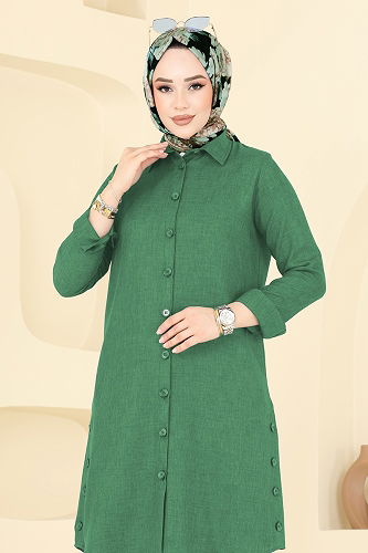 moda selvim بلوز أخضر 3047KTR750 - Thumbnail