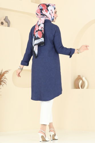 moda selvim Tunic 3047KTR750 Indigo - Thumbnail