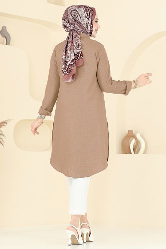 moda selvim Tunic 3047KTR750 Latte - Thumbnail
