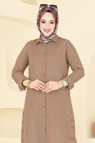 moda selvim Tunic 3047KTR750 Latte - Thumbnail