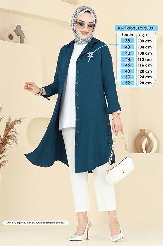 moda selvim بلوز بترولي 3047KTR750 - Thumbnail