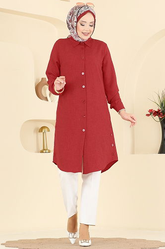 moda selvim بلوز احمر 3047KTR750 - Thumbnail