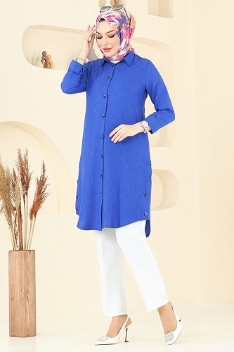 moda selvim Tunic 3047KTR750 Saxe - Thumbnail