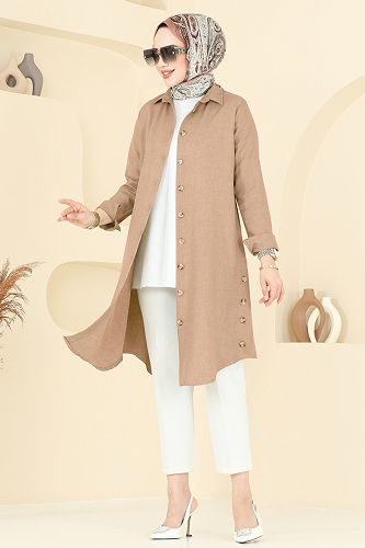 moda selvim بلوز بيج 3047KTR750 - Thumbnail