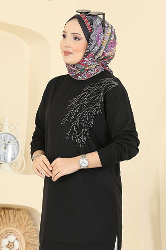 moda selvim بلوز أسود 304OZN1046 - Thumbnail