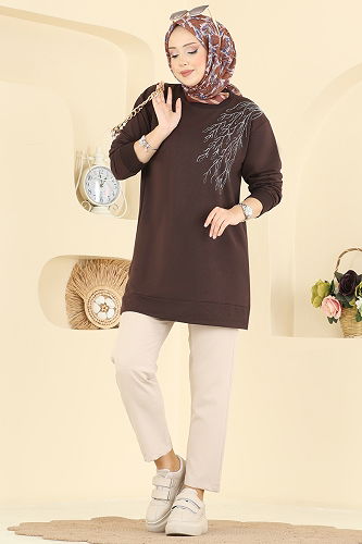 moda selvim Tunic 304OZN1046 Brown - Thumbnail