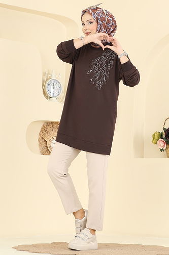 moda selvim Tunic 304OZN1046 Brown - Thumbnail