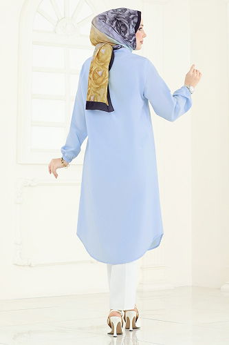 moda selvim بلوز أزرق 3052KTR750 - Thumbnail