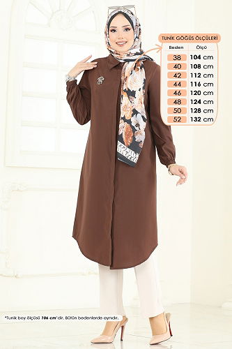 moda selvim بلوز بني 3052KTR750 - Thumbnail