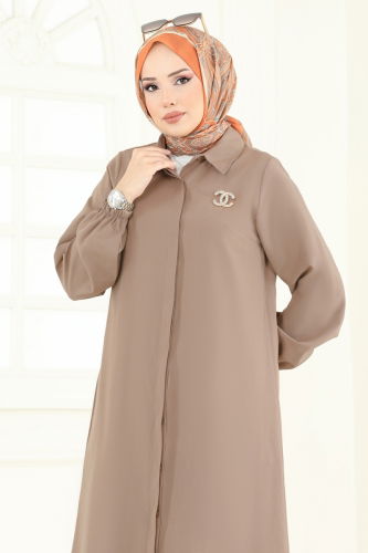 moda selvim بلوز بيج غامق 3052KTR750 - Thumbnail