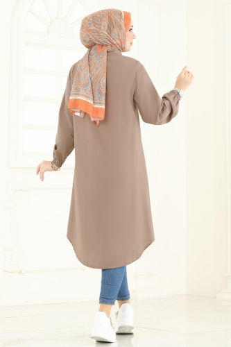 moda selvim بلوز بيج غامق 3052KTR750 - Thumbnail