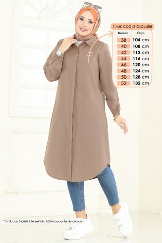moda selvim بلوز بيج غامق 3052KTR750 - Thumbnail