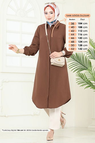 moda selvim Tunic 3052KTR750 Light Brown - Thumbnail