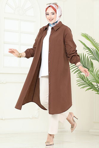 moda selvim بلوز بني فاتح 3052KTR750 - Thumbnail