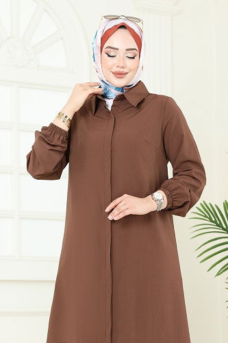 moda selvim بلوز بني فاتح 3052KTR750 - Thumbnail