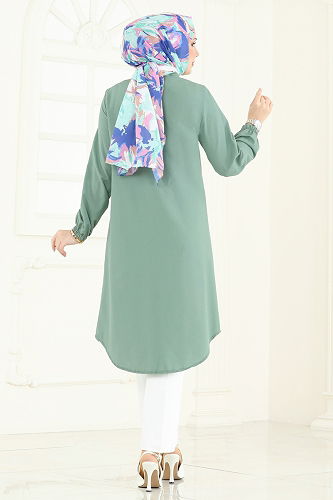 moda selvim بلوز أخضر باهت 3052KTR750 - Thumbnail