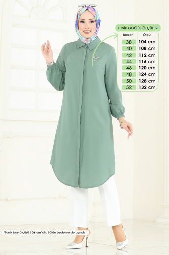 moda selvim بلوز أخضر باهت 3052KTR750 - Thumbnail