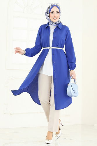 moda selvim Tunic 3052KTR750 Saxe - Thumbnail