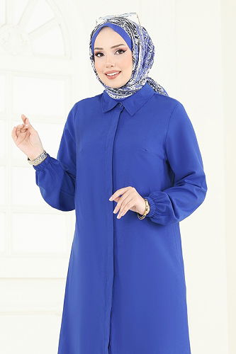 moda selvim بلوز نيلي 3052KTR750 - Thumbnail