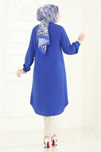 moda selvim بلوز نيلي 3052KTR750 - Thumbnail