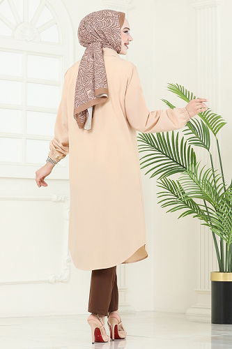 moda selvim بلوز بيج 3052KTR750 - Thumbnail