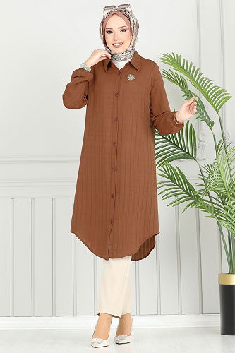 moda selvim بلوز بني 3054KTR750 - Thumbnail