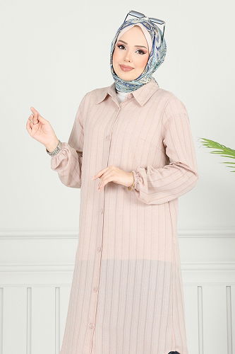 moda selvim بلوز بيج 3054KTR750 - Thumbnail