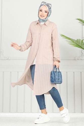 moda selvim بلوز بيج 3054KTR750 - Thumbnail