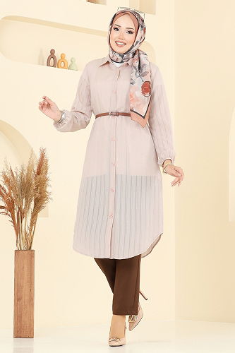 moda selvim بلوز بيج 3054KTR750 - Thumbnail