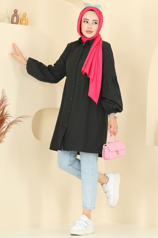 Modaselvim تونيكات بلوز أسود 3055KTR750