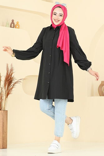 moda selvim بلوز أسود 3055KTR750 - Thumbnail