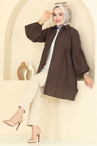 moda selvim Tunic 3055KTR750 Brown - Thumbnail
