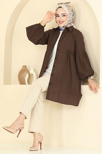 moda selvim Tunic 3055KTR750 Brown - Thumbnail