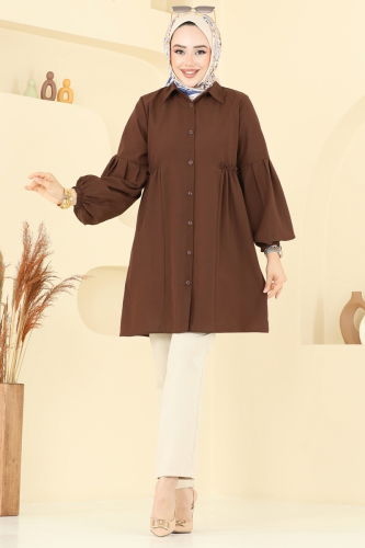 moda selvim بلوز بني 3055KTR750 - Thumbnail