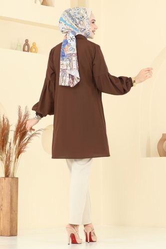 moda selvim بلوز بني 3055KTR750 - Thumbnail