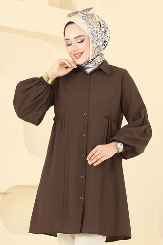 moda selvim بلوز بني 3055KTR750 - Thumbnail