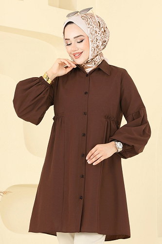 moda selvim Tunic 3055KTR750 Dark Brown - Thumbnail