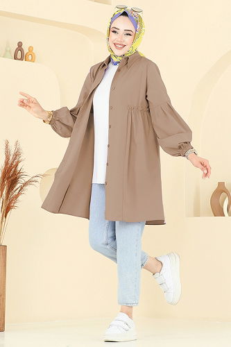 moda selvim بلوز بيج غامق 3055KTR750 - Thumbnail