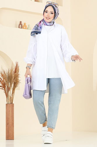 moda selvim Tunic 3055KTR750 Ecru - Thumbnail