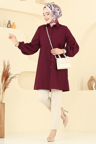 moda selvim Tunic 3055KTR750 Light Burgundy - Thumbnail