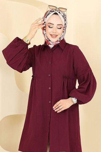 moda selvim Tunic 3055KTR750 Light Burgundy - Thumbnail