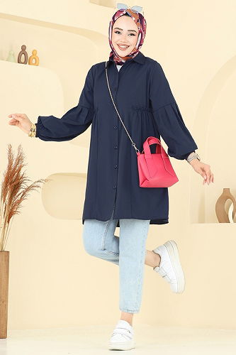 moda selvim Tunic 3055KTR750 Light Navy Blue - Thumbnail