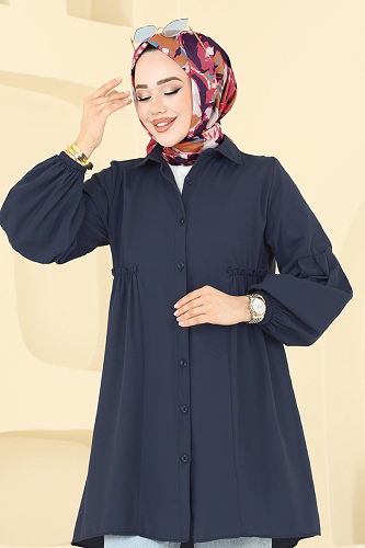 moda selvim Tunic 3055KTR750 Light Navy Blue - Thumbnail