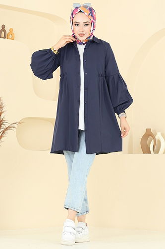 moda selvim Tunic 3055KTR750 Navy Blue - Thumbnail