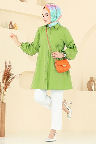 moda selvim Tunic 3055KTR750 Oil Green - Thumbnail